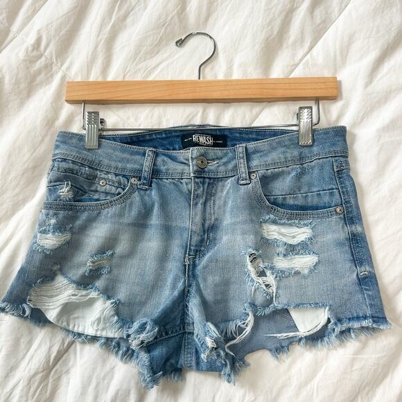 Rewash Distressed Ripped Denim Cutoff Jean Shorts Blue Women’s Size 7/28 - Picture 1 of 3